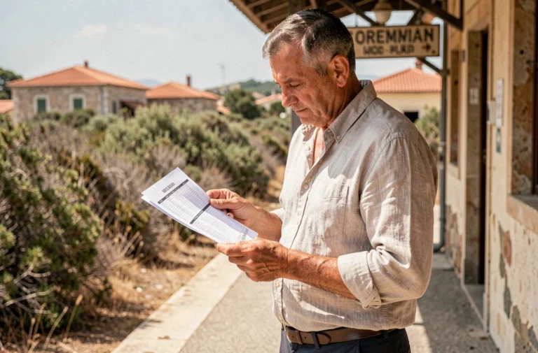 Homme consultant les horaires de train sur le quai d'une gare corse entre Ajaccio et Bastia